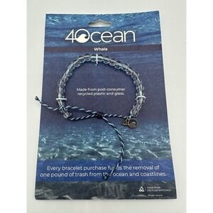4ocean Whale Bracelet Light Blue Purple‎ Recycled Plastic Glass Handmade Bali